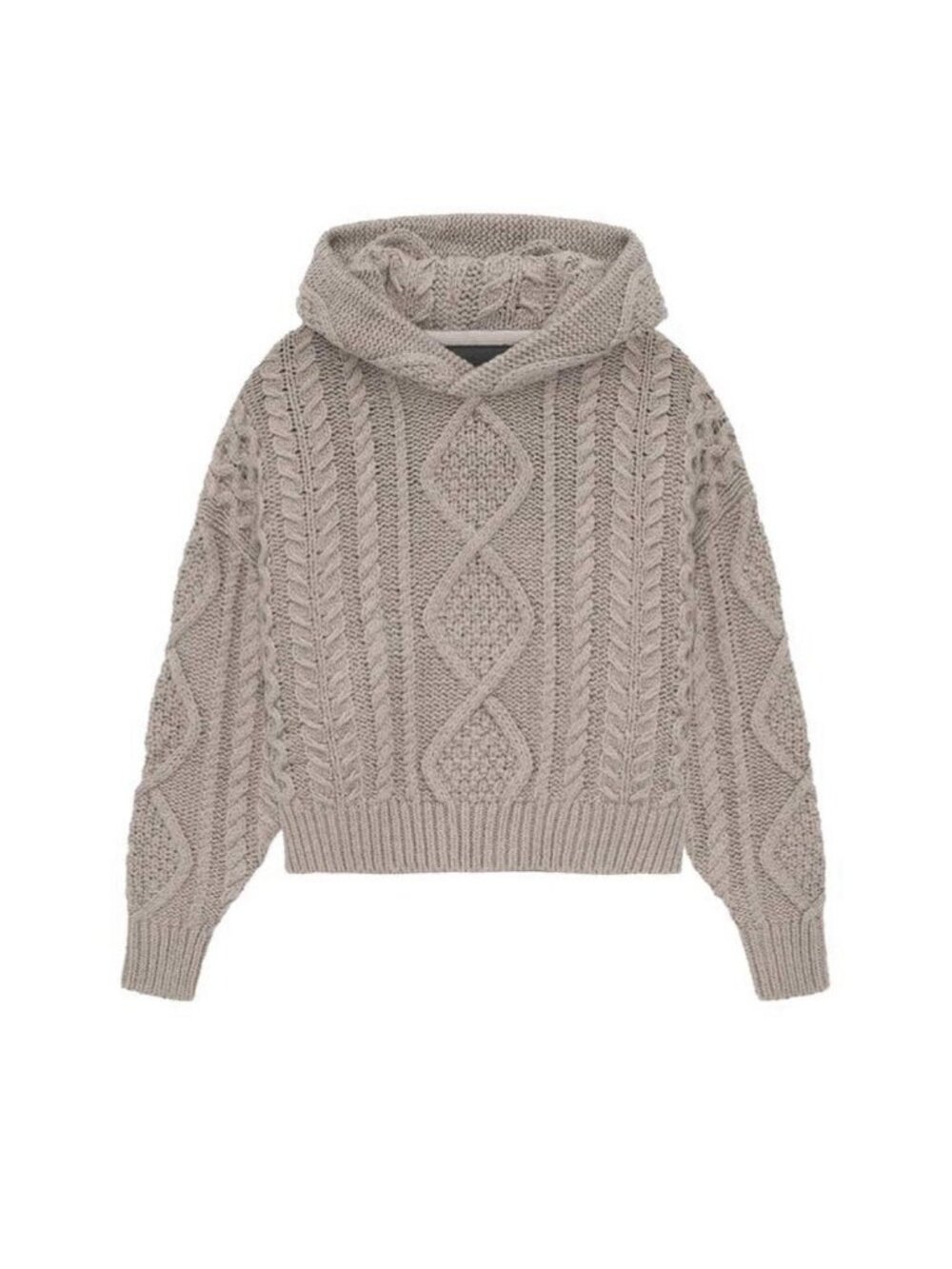 #1217 Fear Of God Essentials Taupe Cable Knit Hoodie Sweater Small